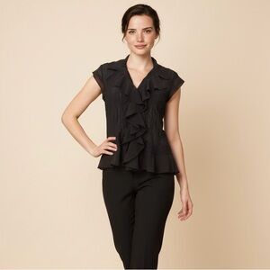 Elegant Black Ruffle Blouse